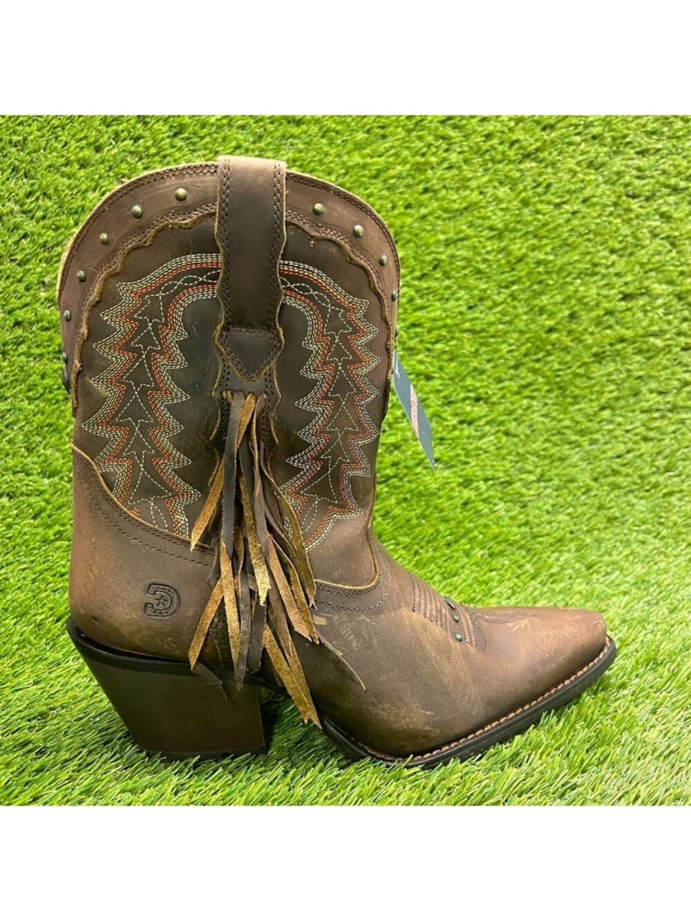 Durango Crush Womens Size 7 Brown Cowgirl Western Snip Toe Zip Up Fashion Boots